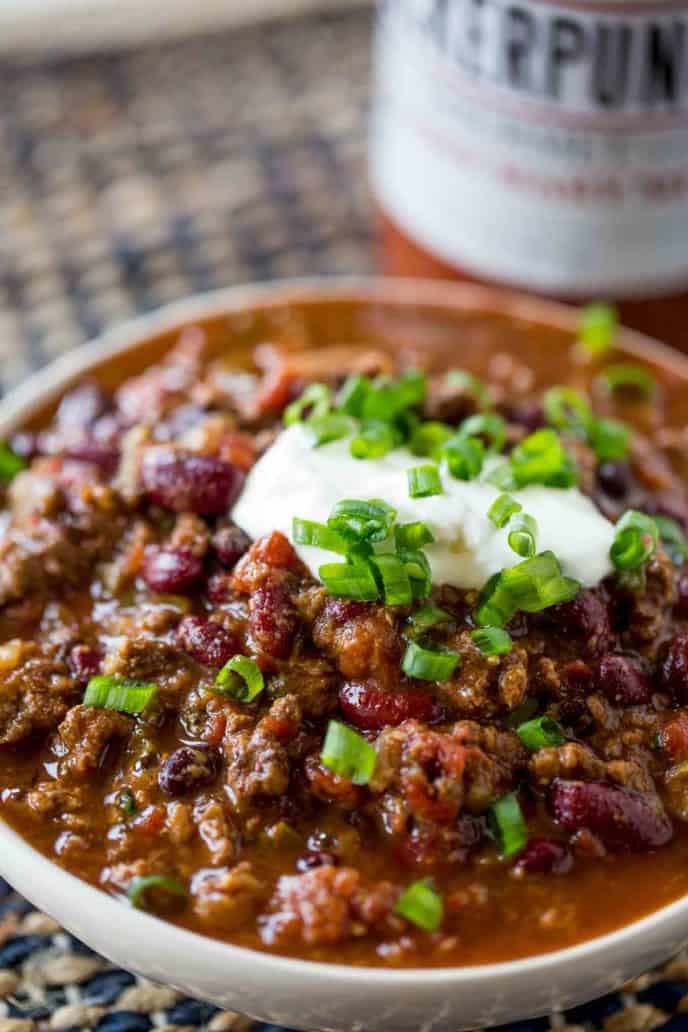 Slow Cooker Beef Chili Crockpot Chili Dinner Then Dessert