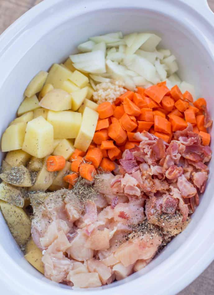 Crock Pot Bacon Chicken Chowder is a set it and forget it meal!