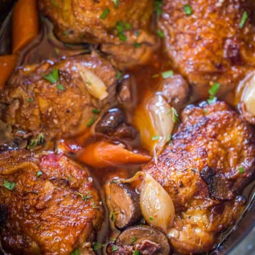 Easy Slow Cooker Coq Au Vin Recipe - Dinner, then Dessert