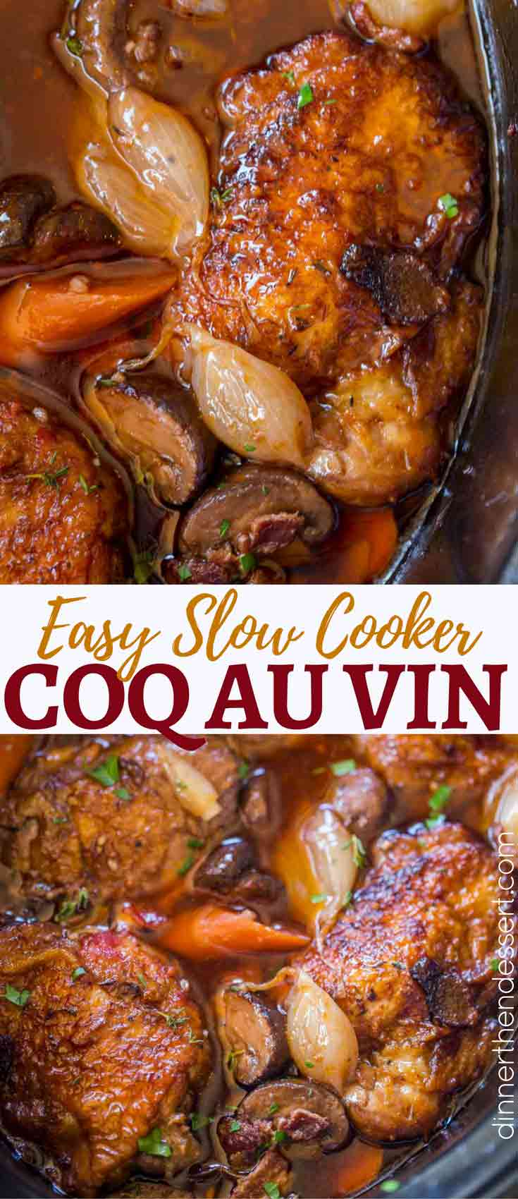 Easy Slow Cooker Coq Au Vin Recipe - Dinner, then Dessert
