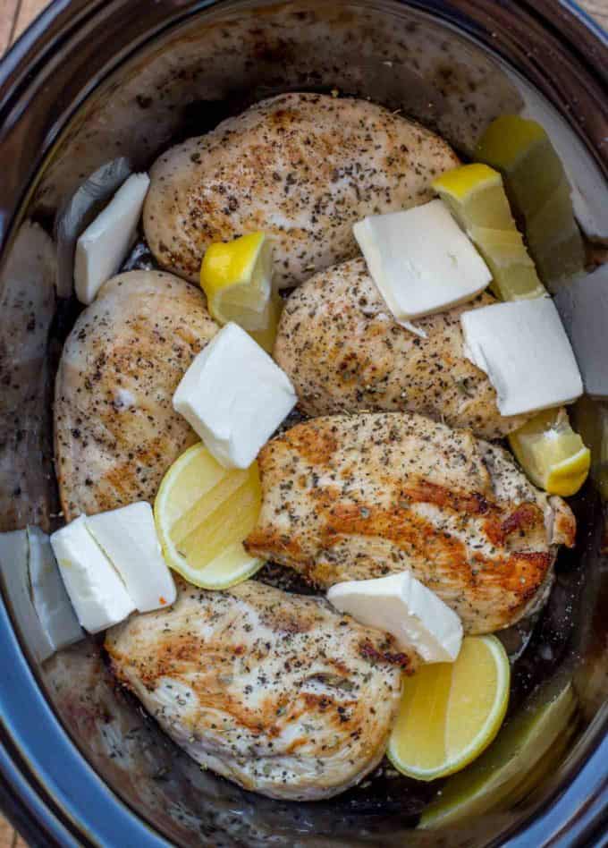 Slow Cooker Creamy Lemon Chicken - Dinner, then Dessert