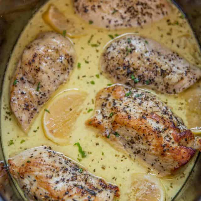 We've made this dish three times in the last week, we LOVE this Slow Cooker Creamy Lemon Chicken.