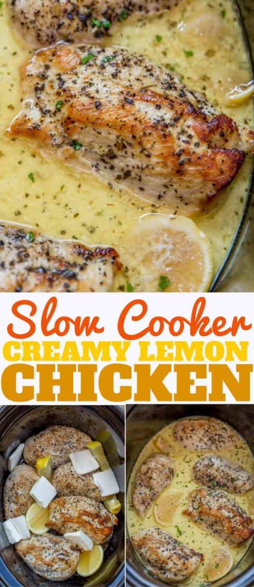 Slow Cooker Creamy Lemon Chicken - Dinner, then Dessert