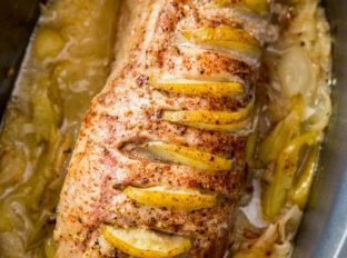 Slow Cooker Honey Apple Pork Loin with just seven ingredients is a showstopping meal with none of the effort! Perfect for holiday dinners!