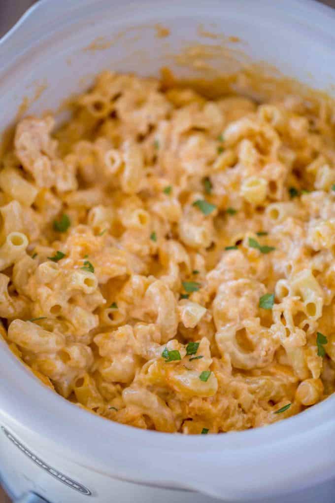 slow cooker creamy four cheese macaroni and cheese