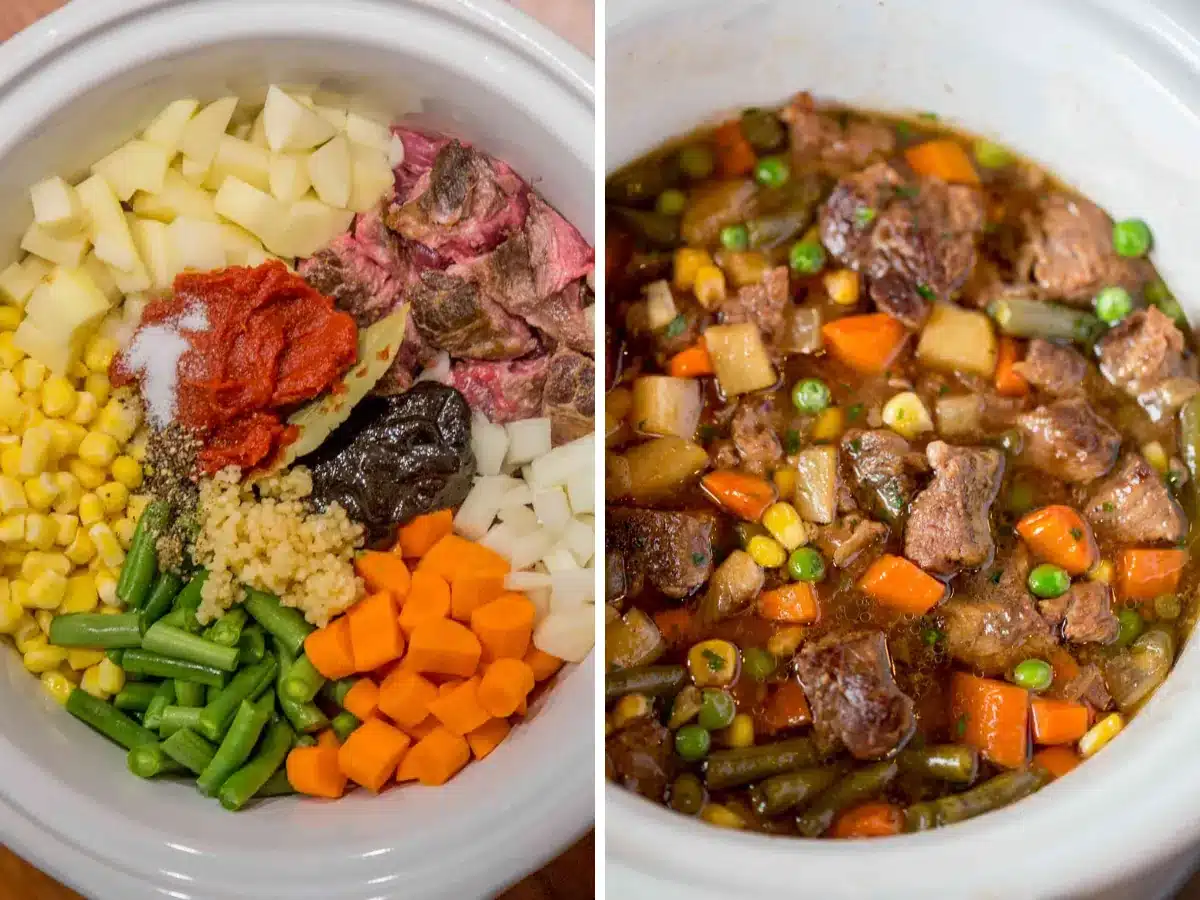 collage of before and after of soup 