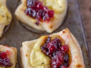 Cranberry Goat Cheese Pastry Bites with just five ingredients are the easiest appetizers you'll ever serve your guests. Perfect for the holidays!