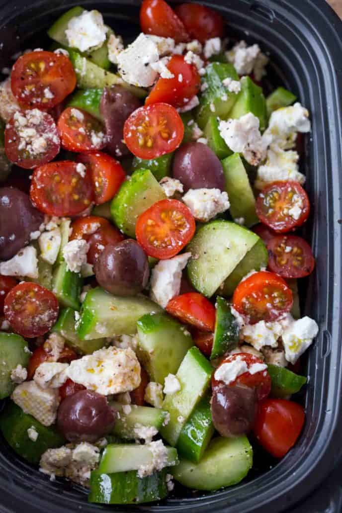 The most delicious, easy to make Greek Salad with Red Wine Vinaigrette.