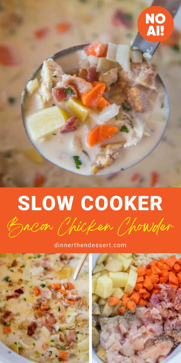Ladle of chowder with creamy broth