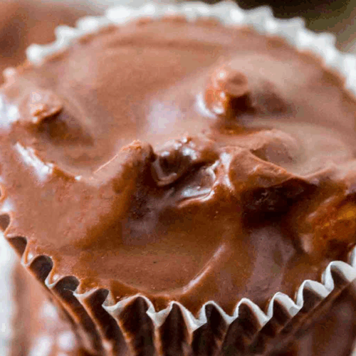 soft and fudgy mounds with nuts in a lining baking cup