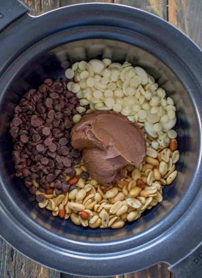 Crockpot Chocolate Candy is super easy to make. Just stir and warm!
