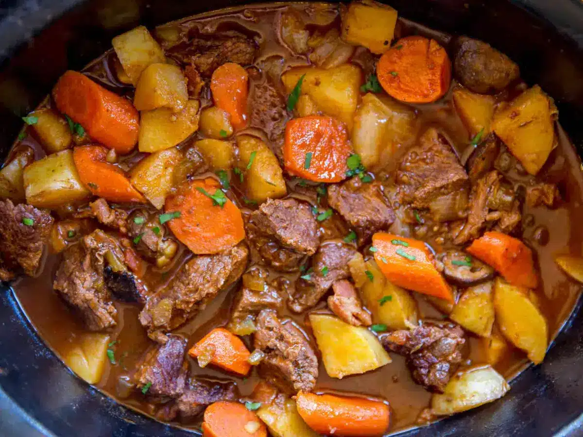 Beef Stew in crockpot fully cooked