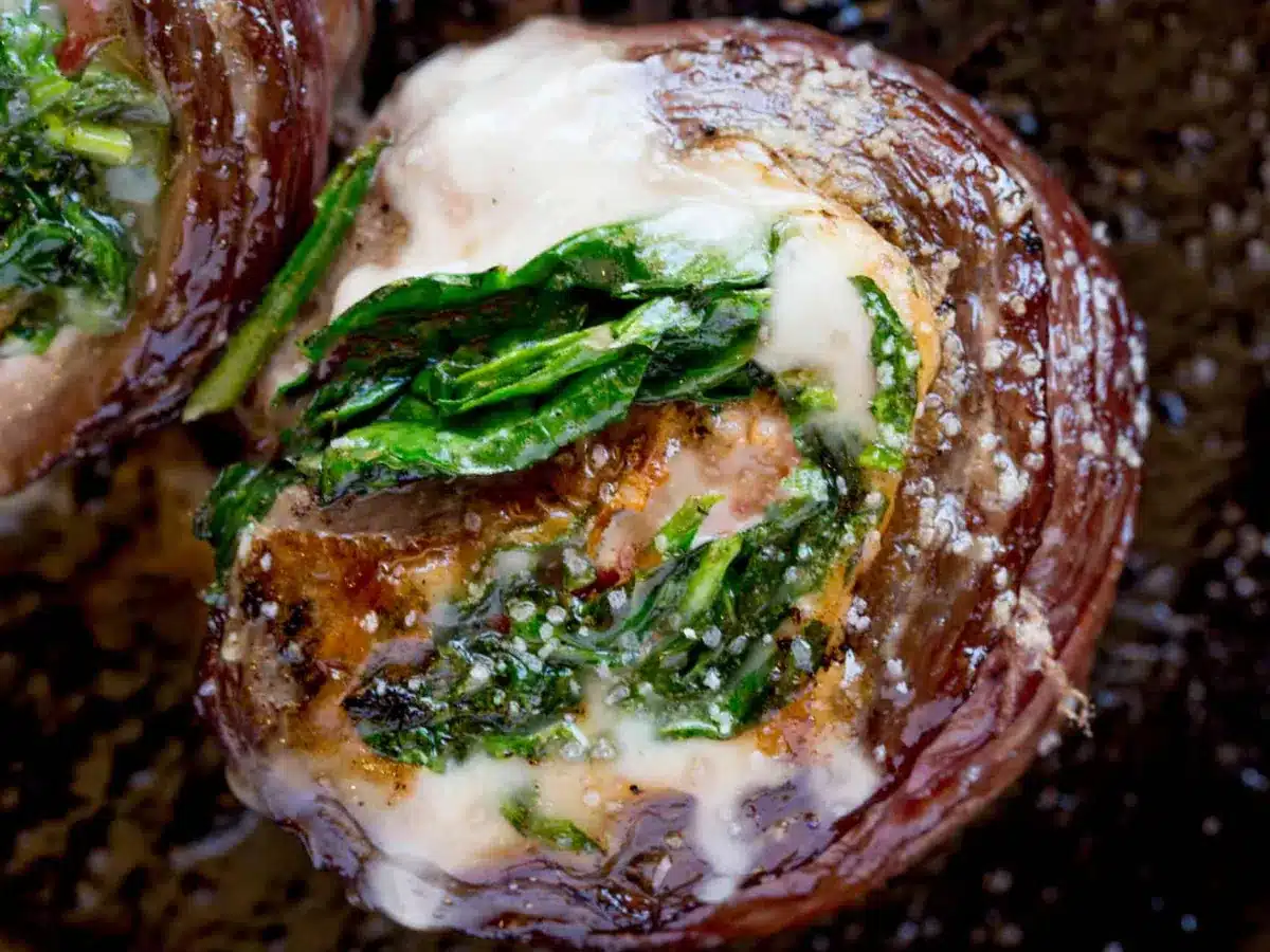 Stuffed steak ready to serve