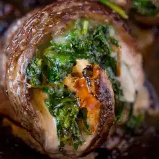 Side view of stuffed steak