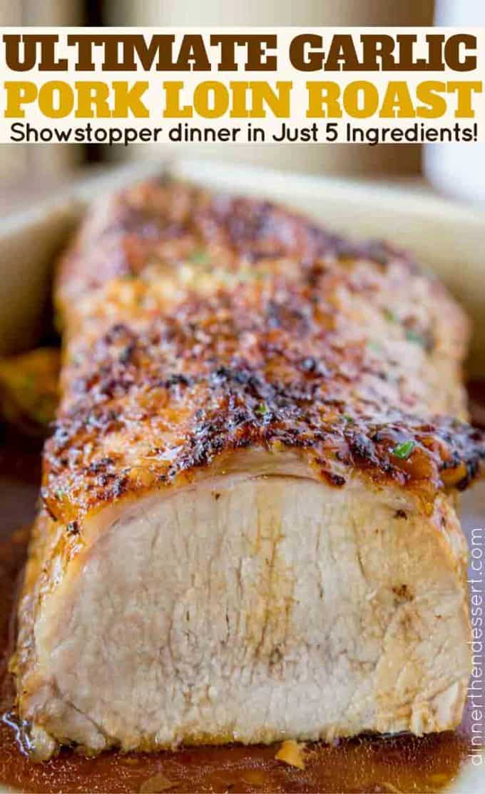 The easiest, most impressive pork loin roast you'll ever make! With just five ingredients, it is a show stopper with a crispy garlic topping.