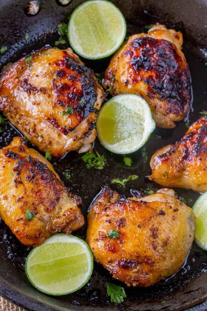 Baked Honey Lime Chicken with just 4 total ingredients browned then baked in the same skillet and the results are crispy, citrusy, sweet and tender.