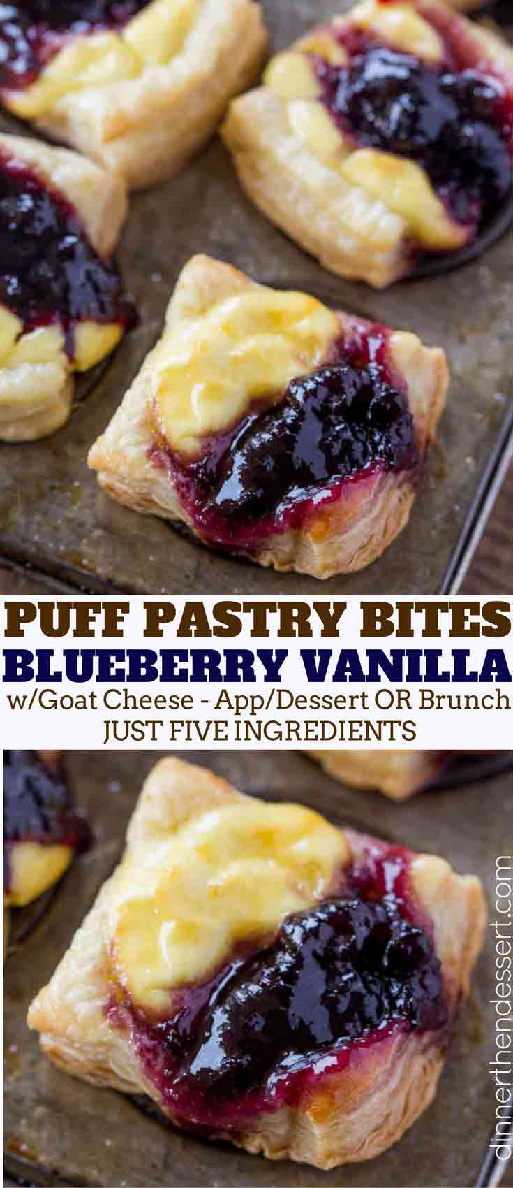 Blueberry Vanilla Goat Cheese Pastry Bites - Dinner, then Dessert
