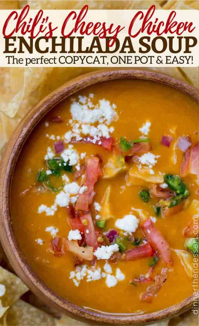 Chili's Chicken Enchilada Soup in one pot in less than an hour. You'll never order it at the restaurant again.