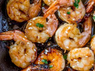Honey Shrimp in skillet