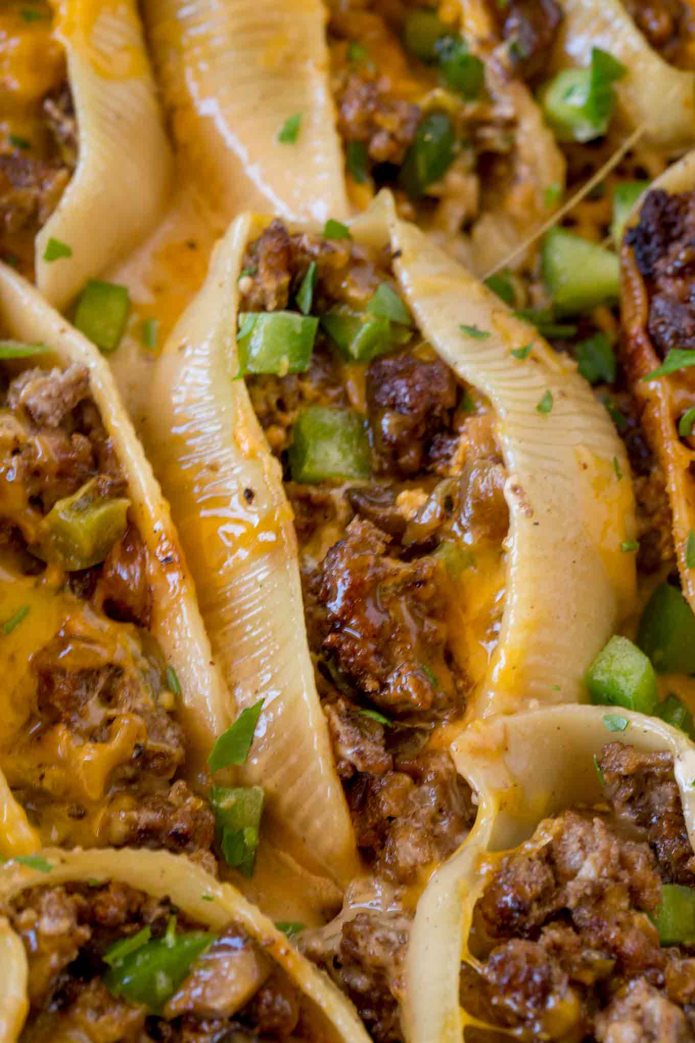 Philly Cheesesteak Stuffed Shells - Dinner, then Dessert