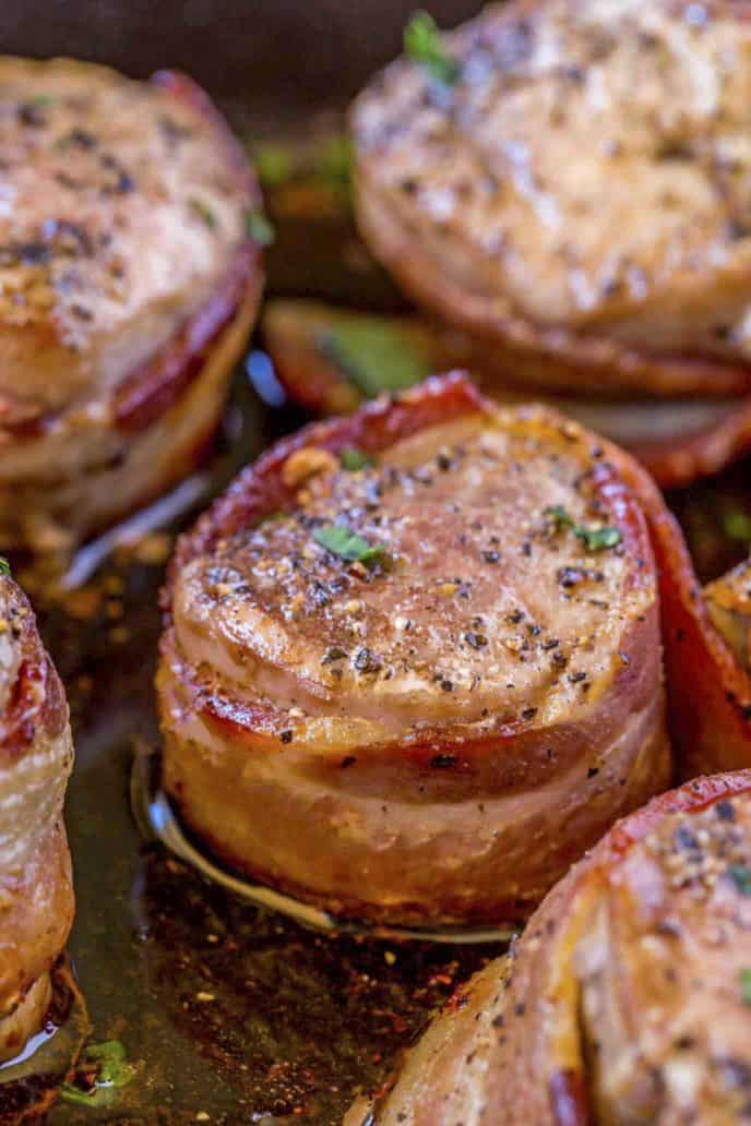 Bacon Wrapped Pork Medallions - Dinner, then Dessert