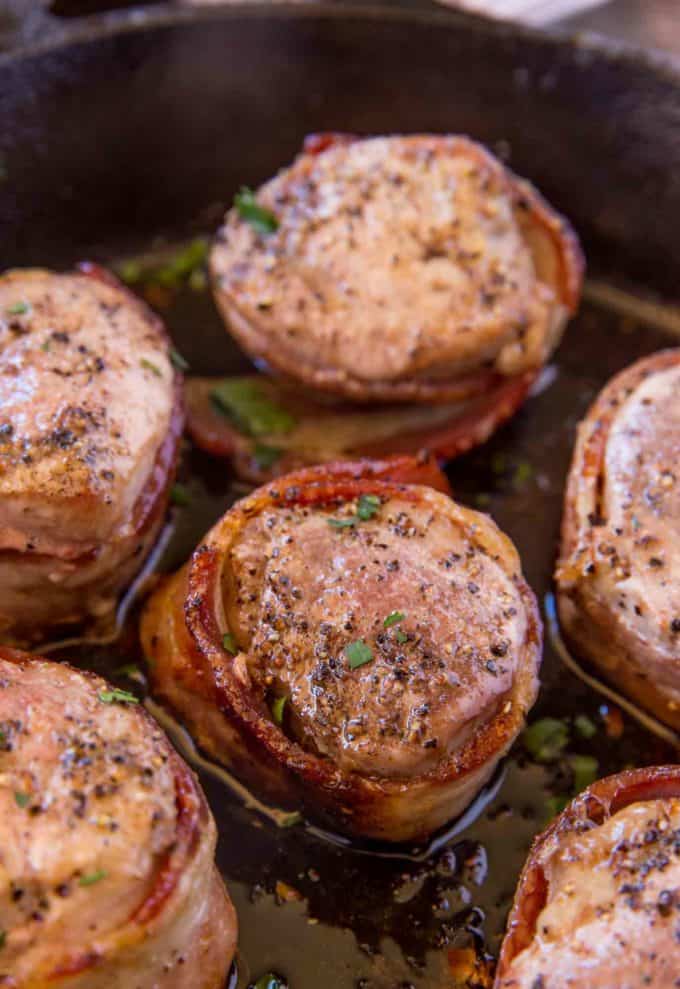 Bacon Wrapped Pork Medallions - Dinner, then Dessert