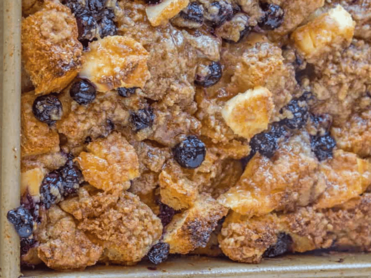 Close up of bake in baking dish