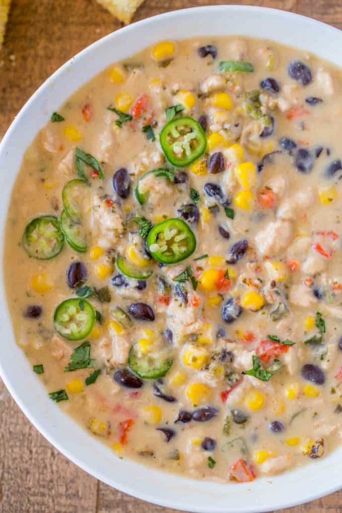 Easy Creamy Chicken Poblano Pepper Soup Dinner, then Dessert