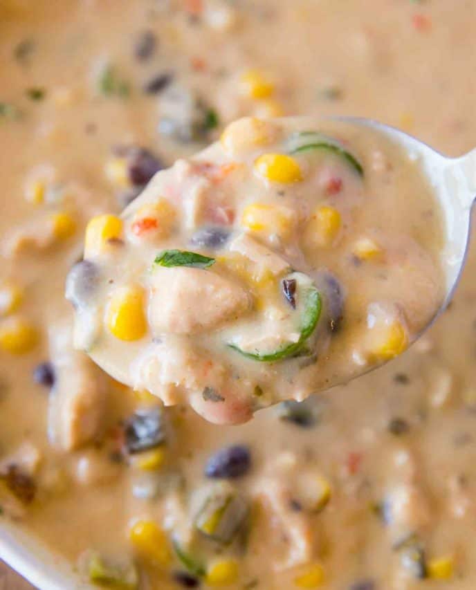 spoonful of chicken poblano soup