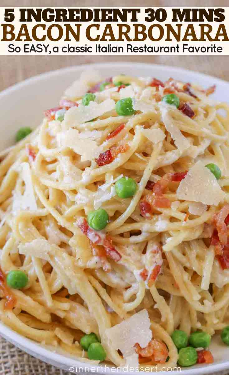 Easy Bacon Carbonara Pasta - Dinner, then Dessert