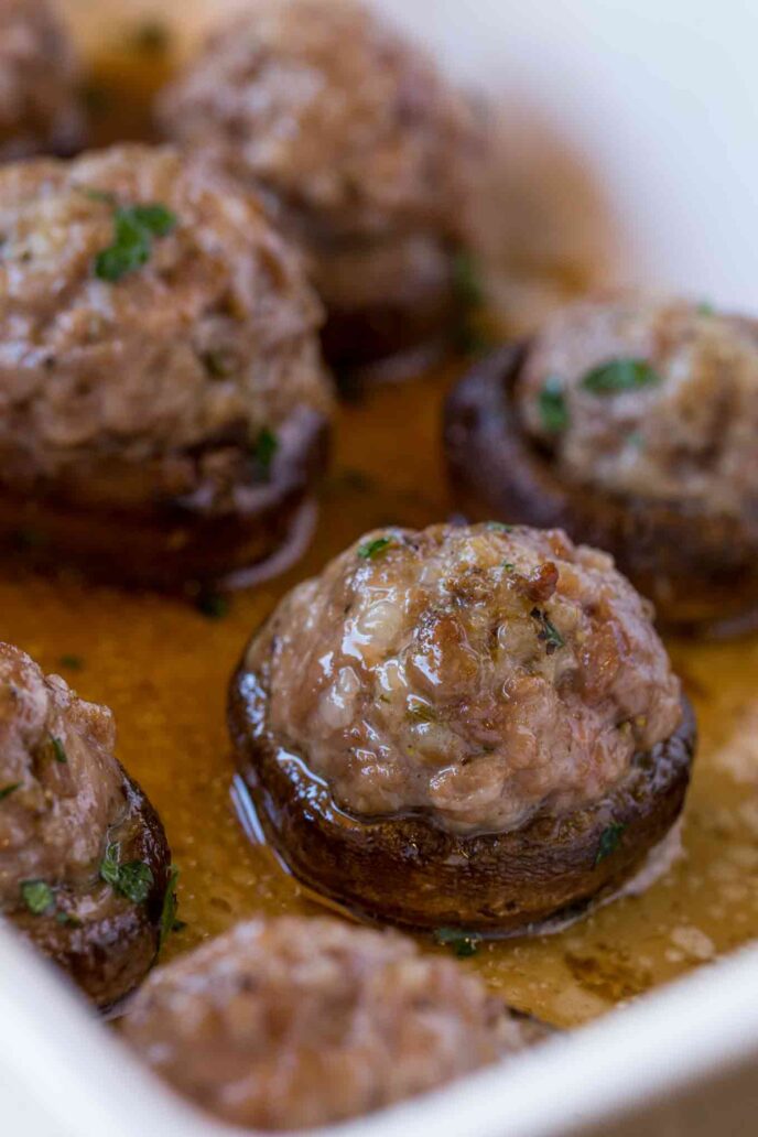 Easy Sausage Stuffed Mushrooms Recipe - Dinner, then Dessert