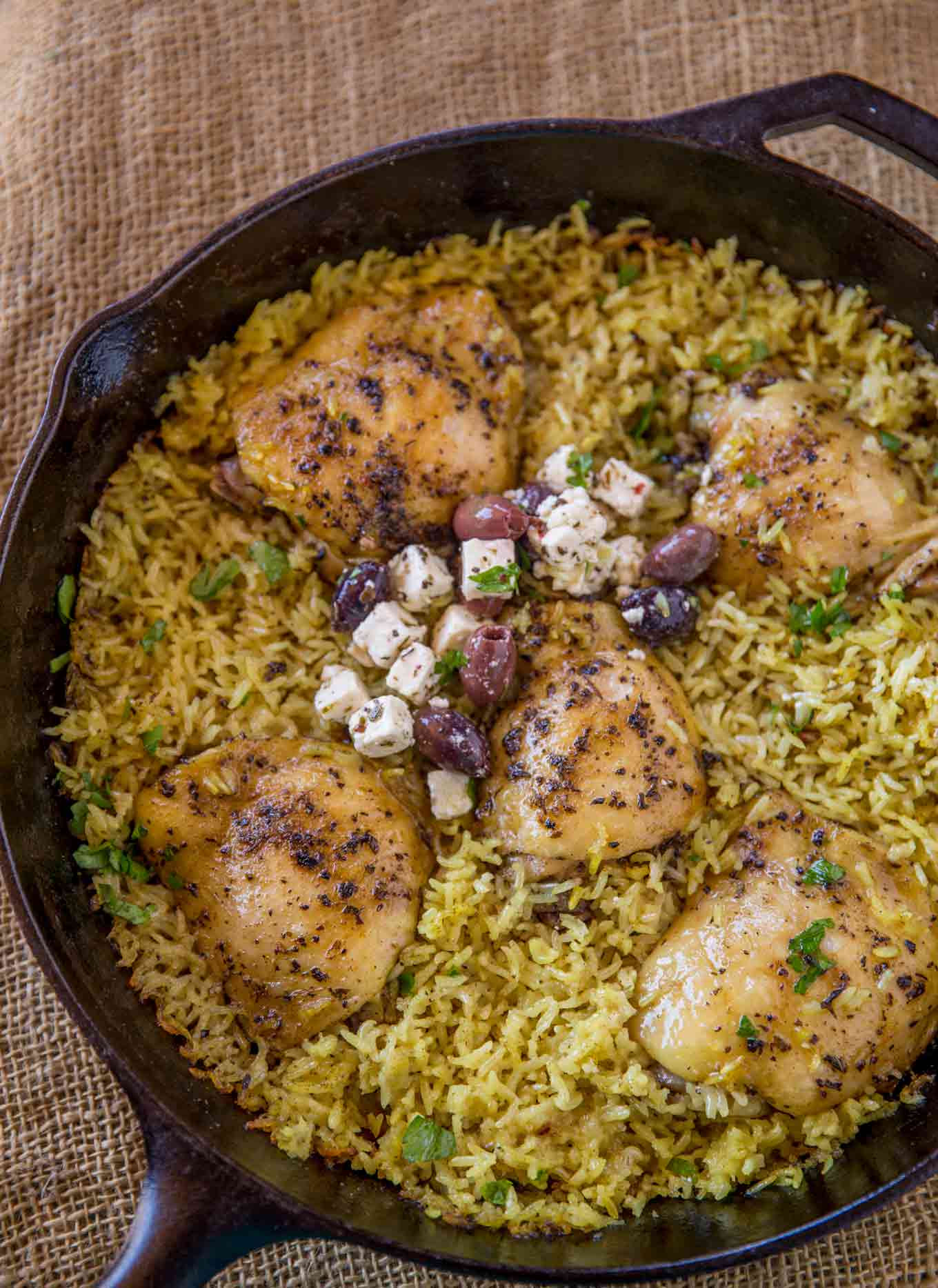 One Pot Greek Mediterranean Chicken and Rice - Dinner, then Dessert
