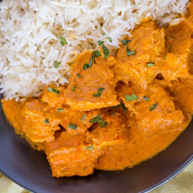 Chicken Tikka Masala in blue bowl