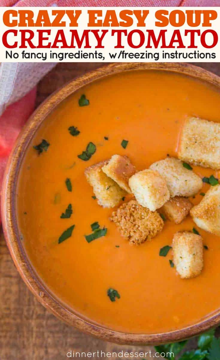 creamy tomato soup in bowl