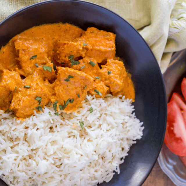 Aerial view of Indian chicken dish
