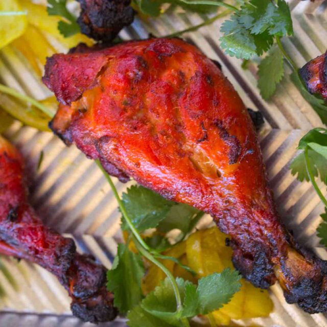 Aerial view of chicken drumsticks