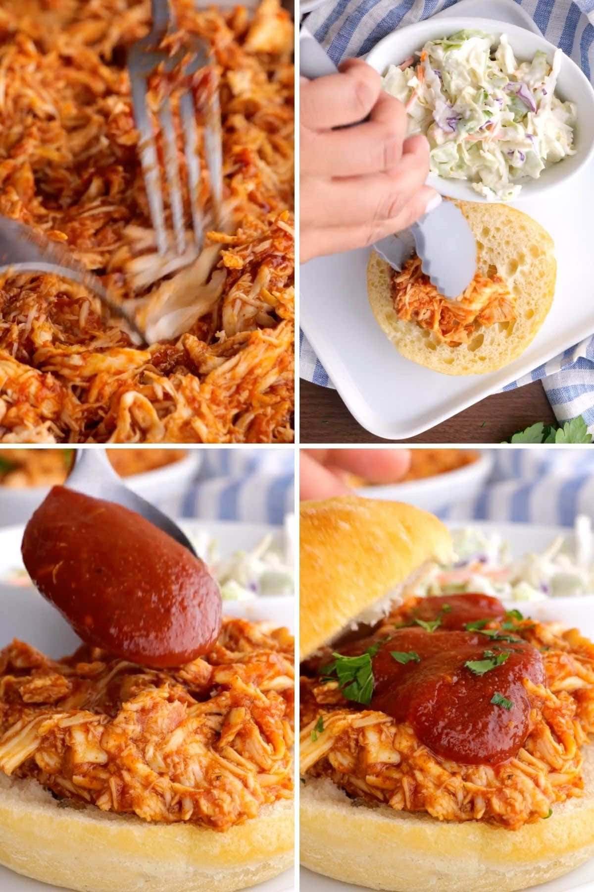 BBQ Pulled Chicken Collage of prep steps