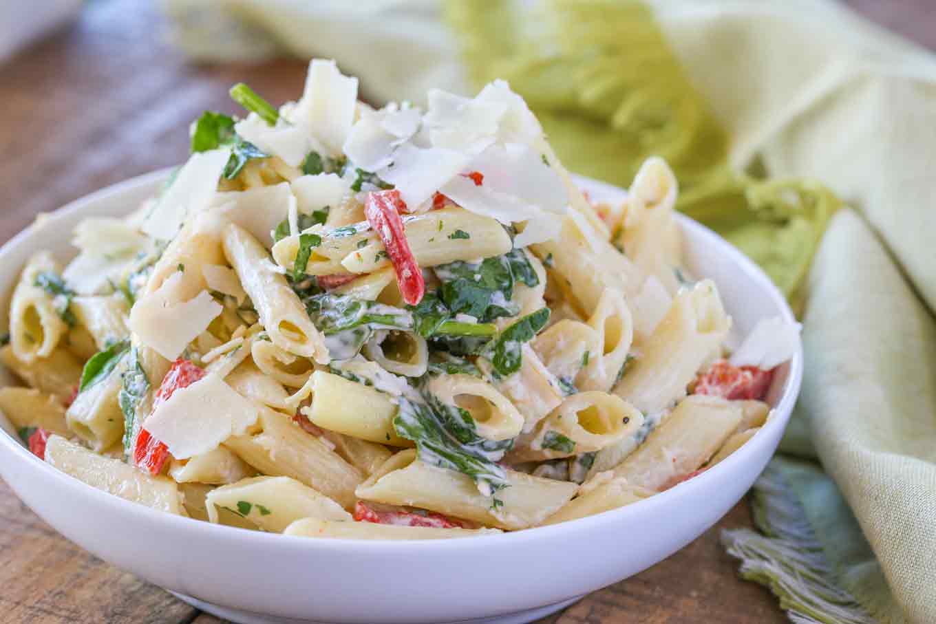 Cheesy Florentine Pasta Dinner, then Dessert