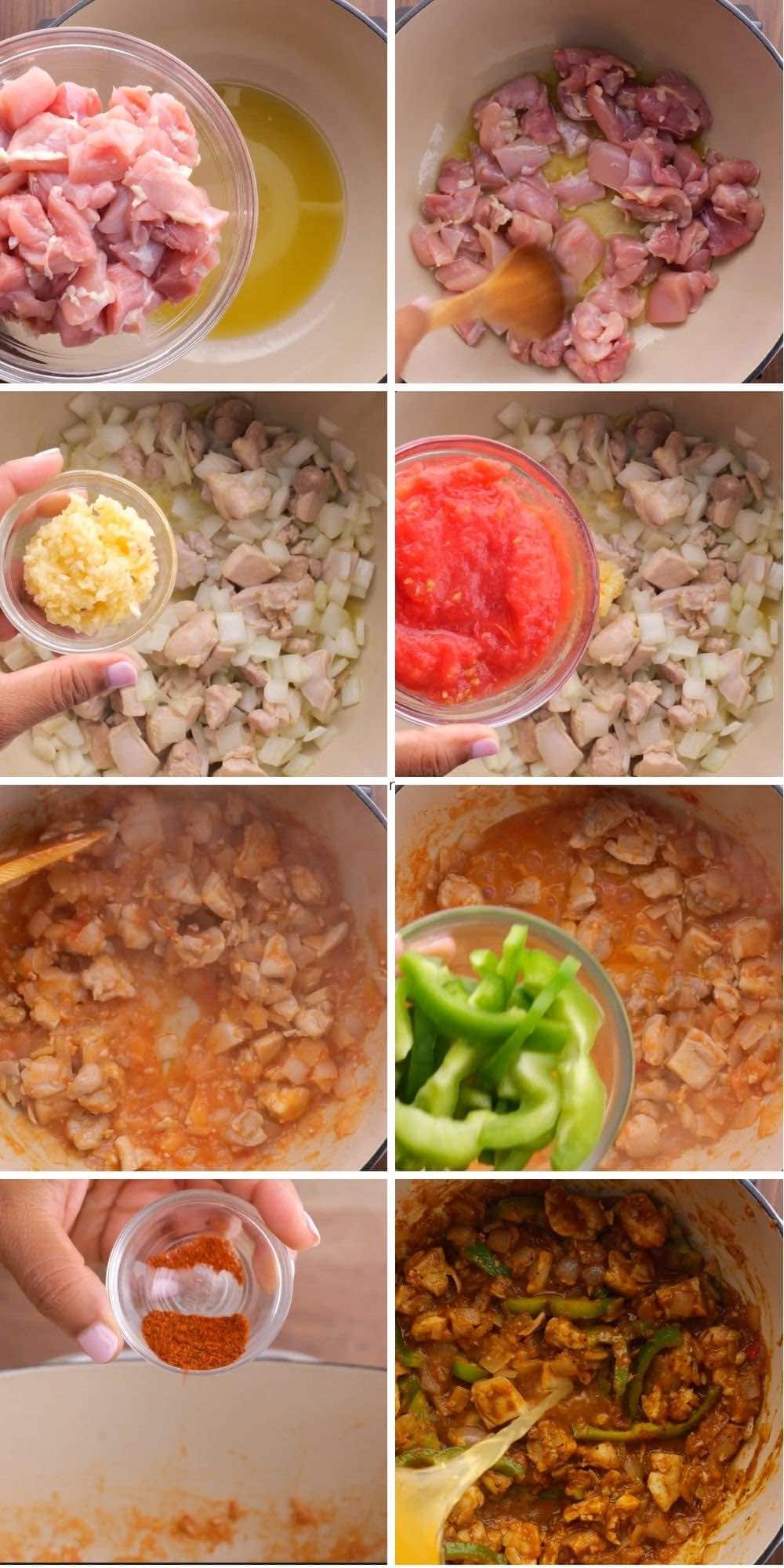 Chicken Biryani collage of prep steps