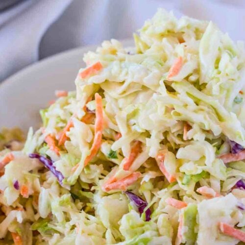 finished slaw piled in bowl