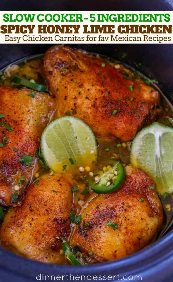 Slow Cooker Spicy Honey Lime Chicken Dinner, then Dessert