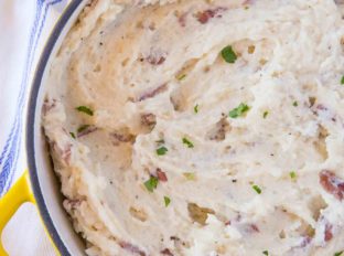 Garlic Mashed Red Potatoes in Pot