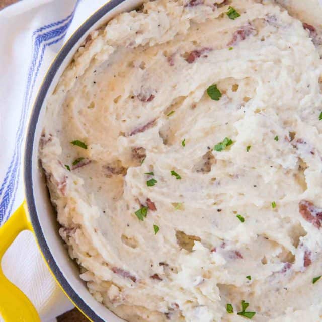 Garlic Mashed Red Potatoes in Pot