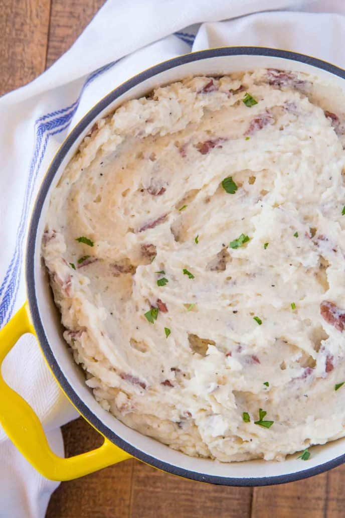 Garlic Mashed Red Potatoes in Pot