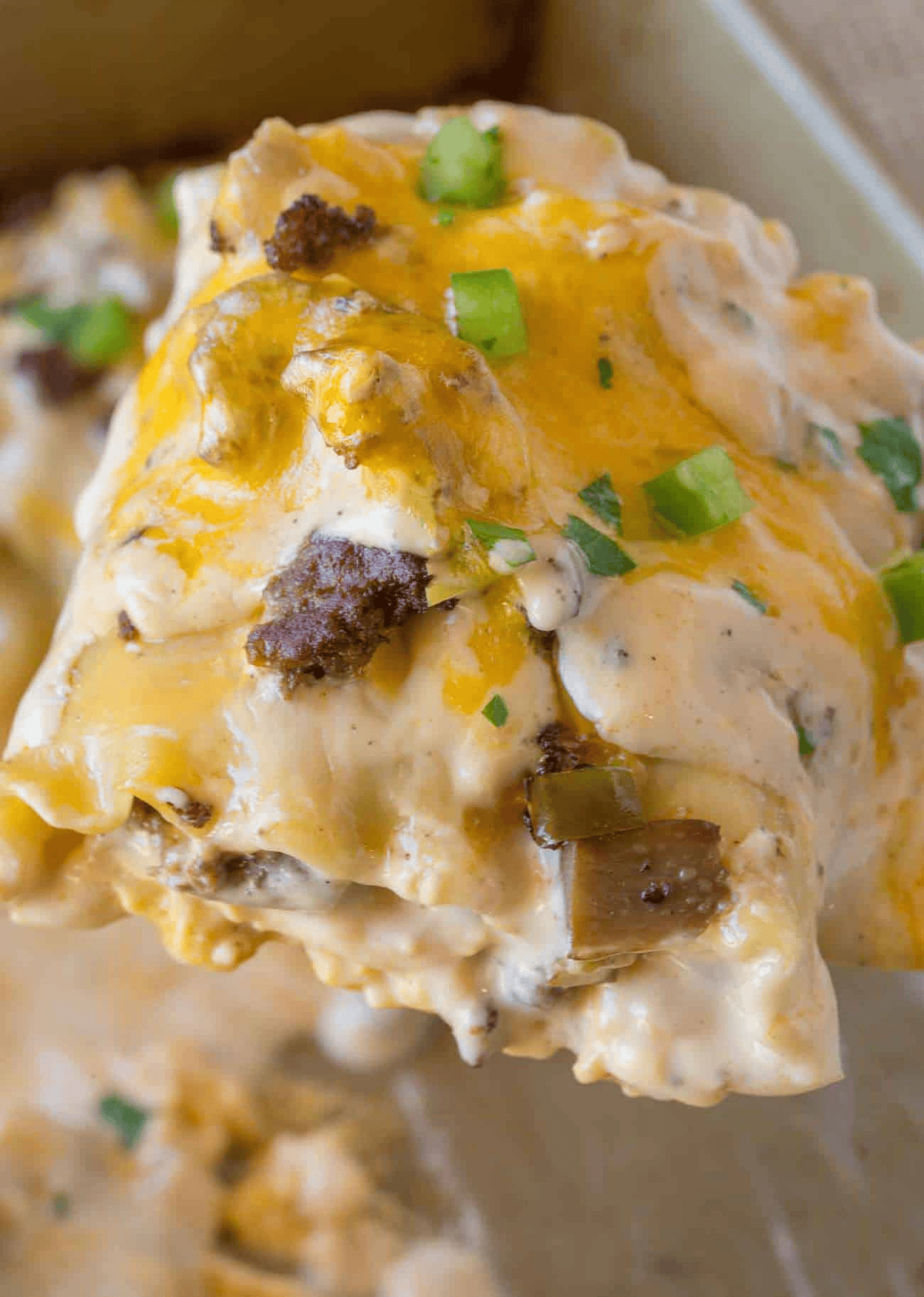 Serving of Philly Roll Up over a pan