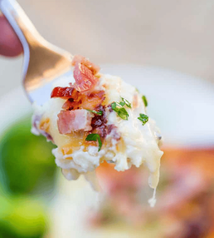 Forkful of chicken cordon bleu casserole