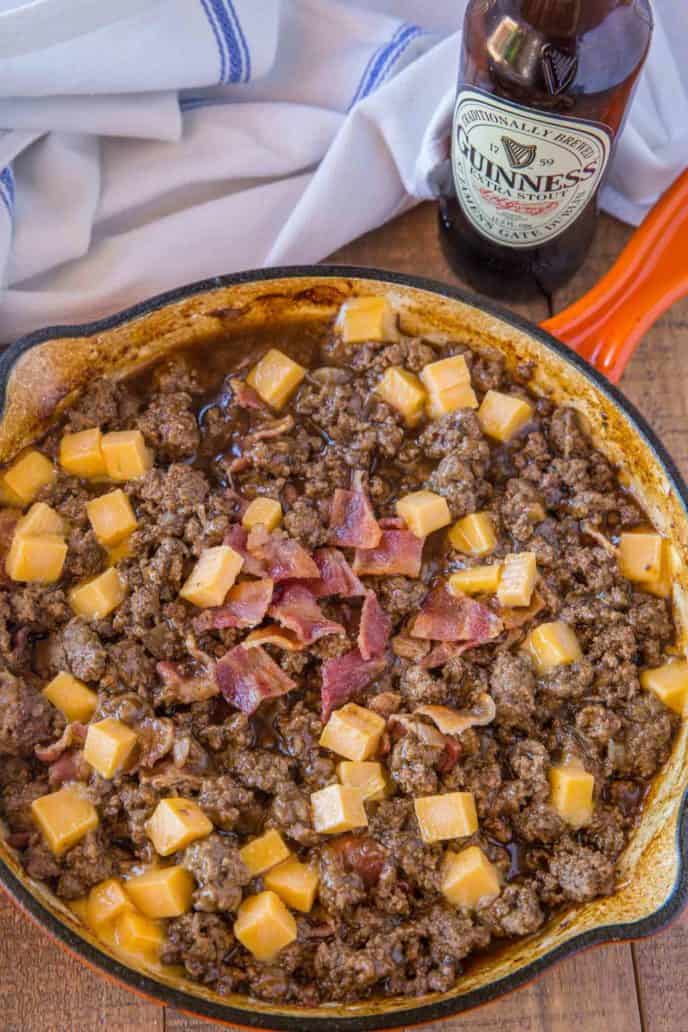 Bacon Beer and Cheese Sloppy Joe Skillet