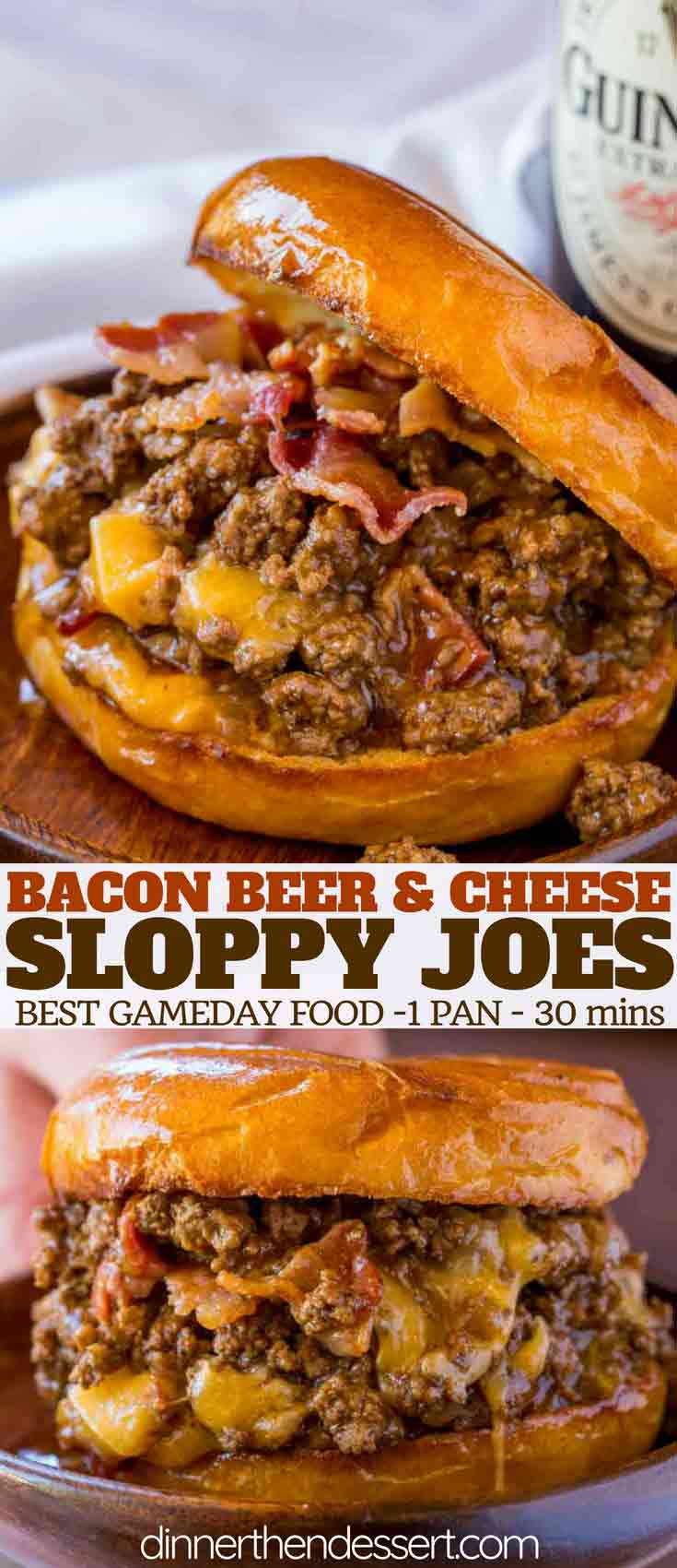 Bacon, Beer and Cheese Sloppy Joes - Dinner, then Dessert