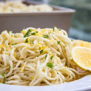 Pasta served on plate ready to serve