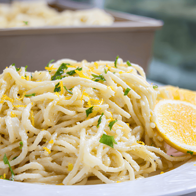Pasta served on plate ready to serve